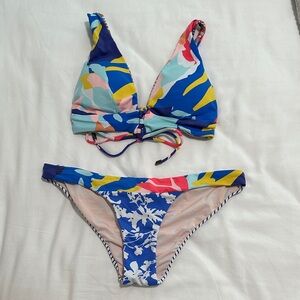 Maaji Blue and Yellow Abstract Print Bikini Top